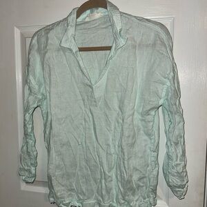 Men's Light Green Linen Shirt